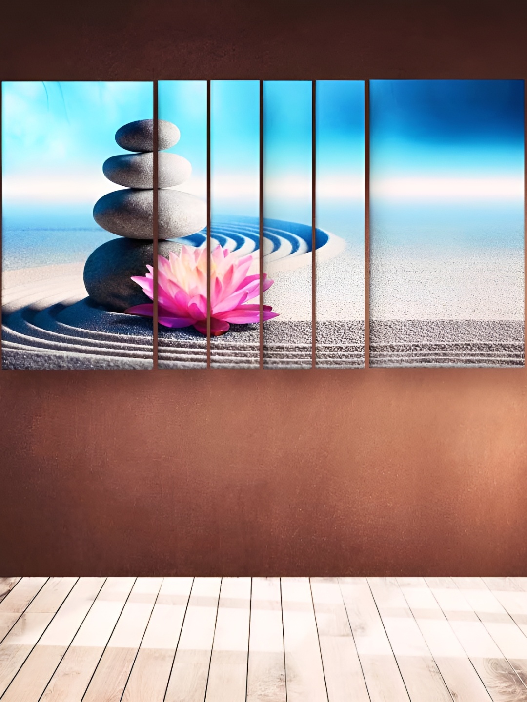 

Casperme Blue & White 6 Pieces Wooden Modern Art Wall Paintings