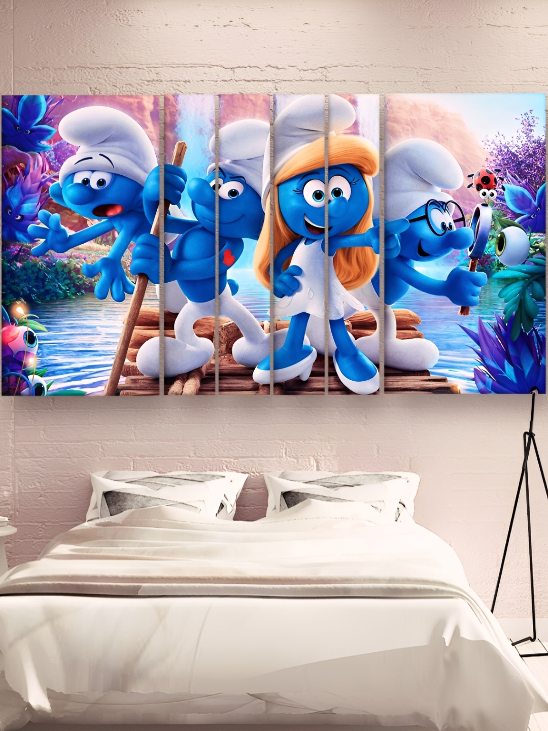 

Casperme Blue & White 6 Pieces Wooden Kids Cartoon Characters Wall Paintings
