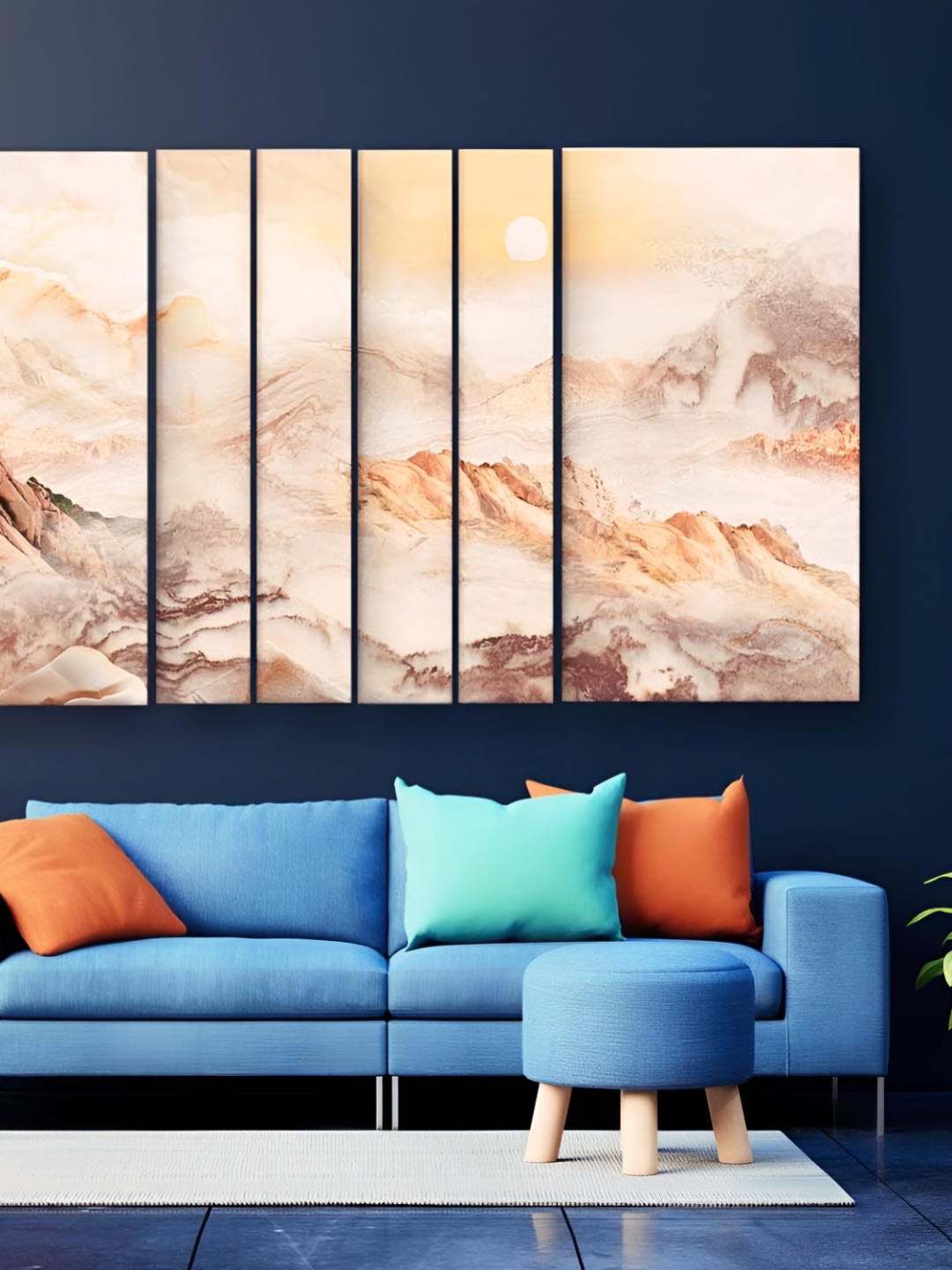 

Casperme Cream and White 5 Pieces Modern Art Big Wall Painting