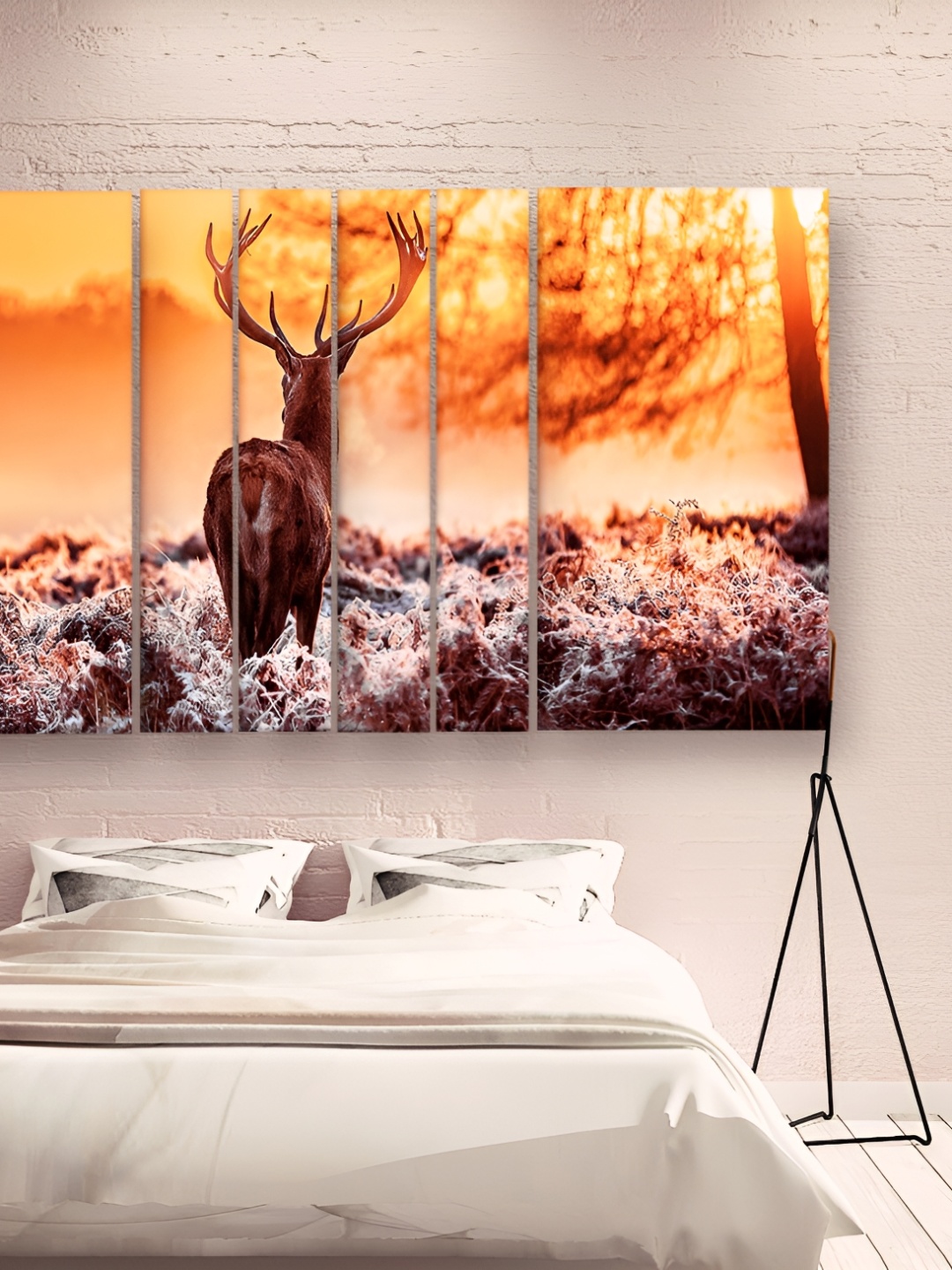 

Casperme Brown & Orange 5 Pieces Wooden Modern Deer Painting Wall Art