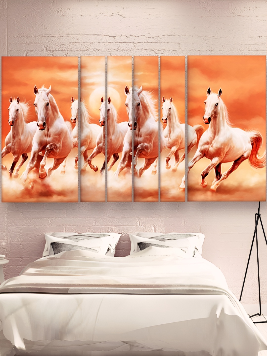 

Casperme Orange & Cream 6 Pieces Wooden Horses Paintings Wall Art