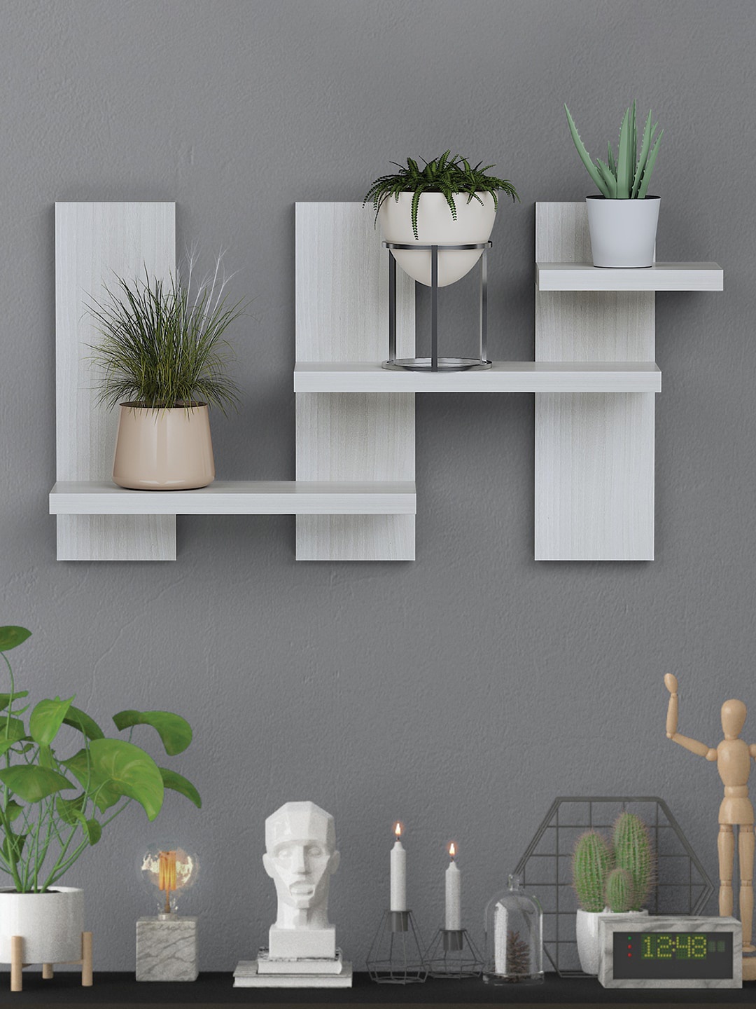 

RANDOM White Textured Wooden Wall Shelves