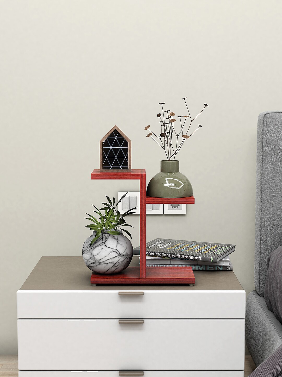 

RANDOM Brown Textured Wooden Planters Stand
