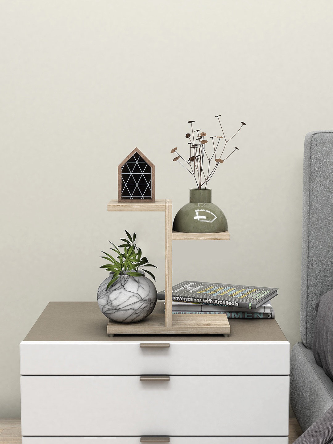 

RANDOM Brown Textured Wooden Planters Stand