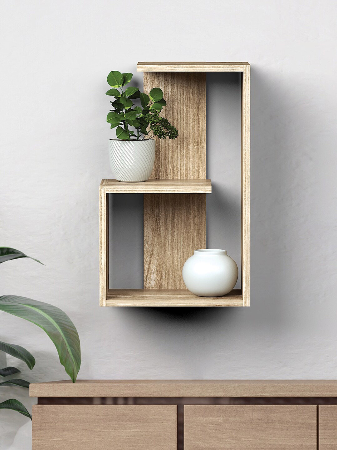 

RANDOM Brown Textured Wooden Wall Shelves