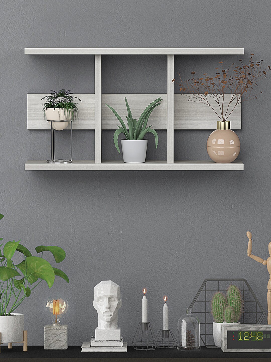 

RANDOM White Textured Wooden Pocket Wall Shelf