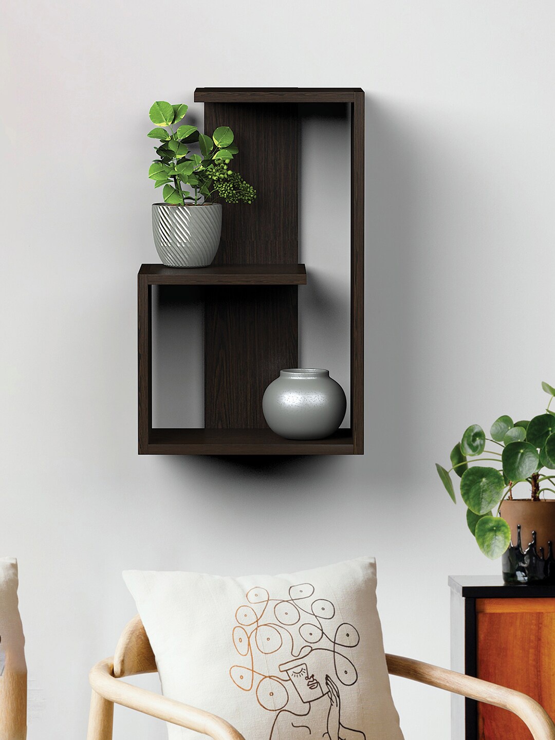 

RANDOM Brown Textured Wooden Wall Shelves