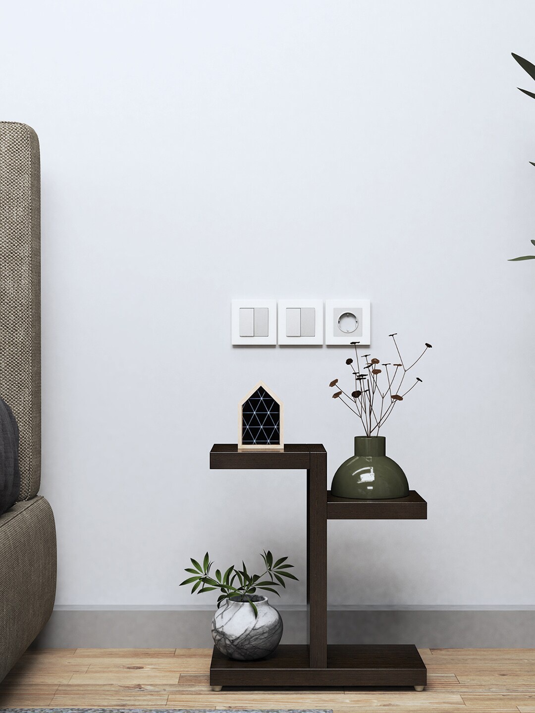 

RANDOM Brown Textured Wooden Planters Stand with Stylish 3 Shelf space