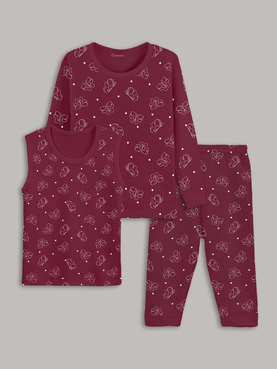 

Kanvin Boys Maroon Printed Thermal Set