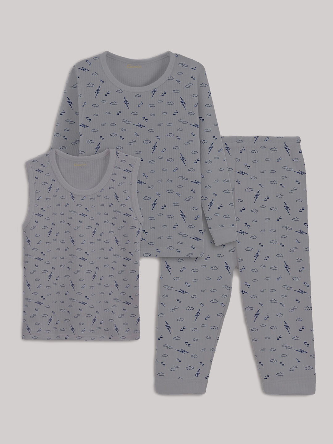 

Kanvin Boys Grey Printed Thermal Set