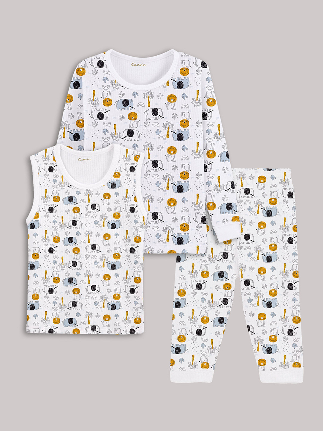 

Kanvin Boys White Printed Thermal Set
