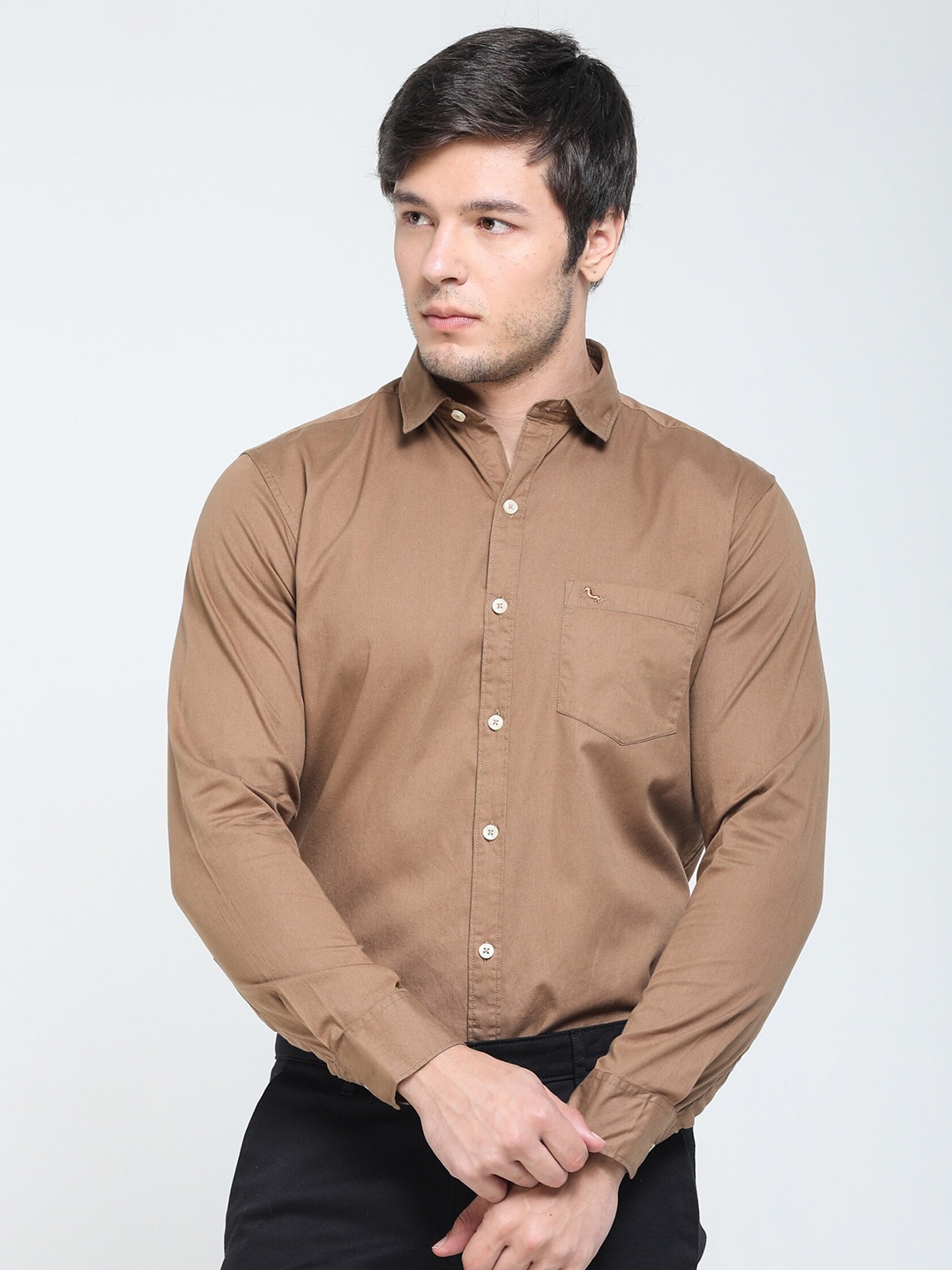 

TQS Regular Fit Cotton Casual Shirt, Brown