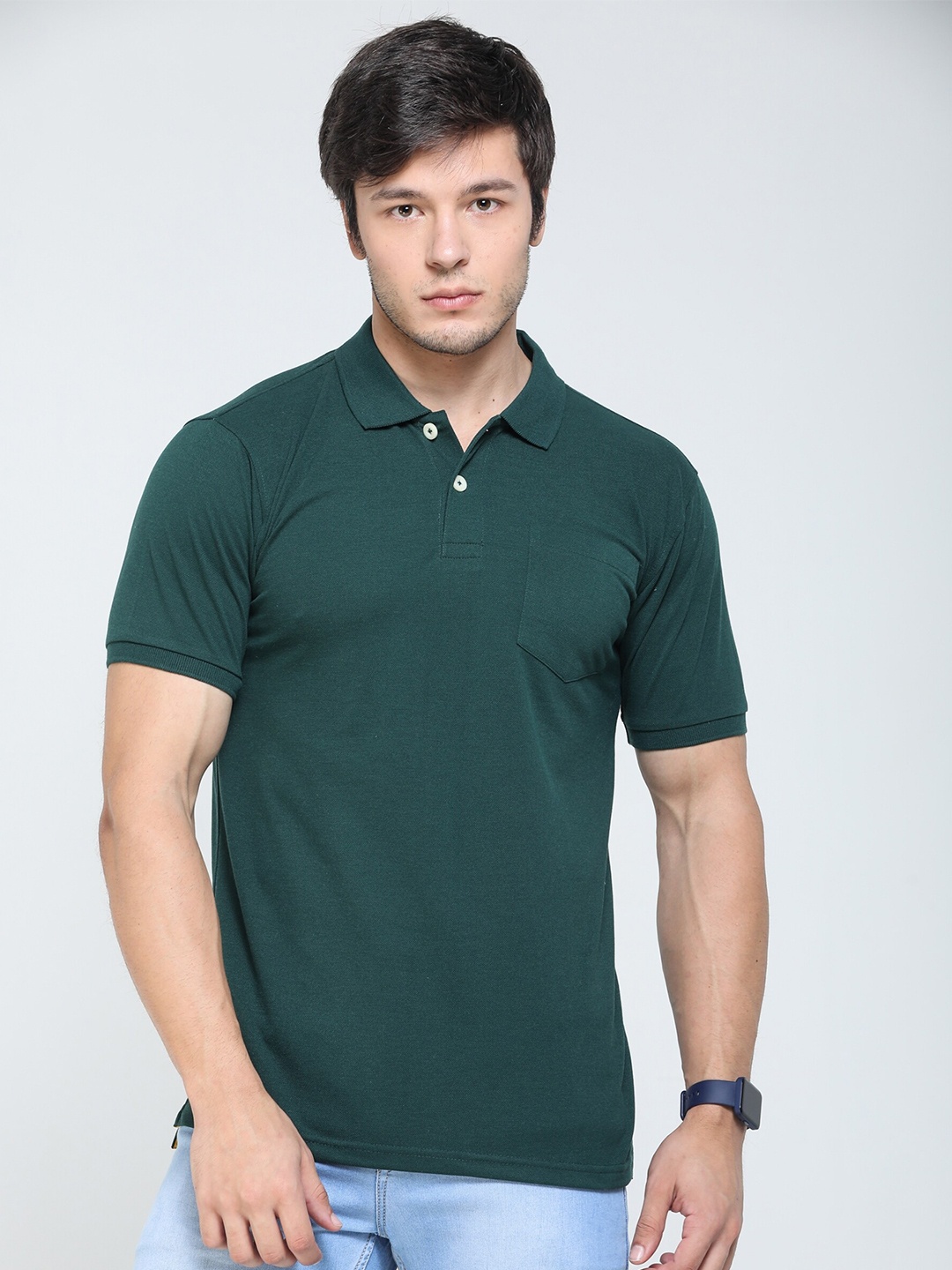 

TQS Polo Collar Pure Cotton T-shirt, Green