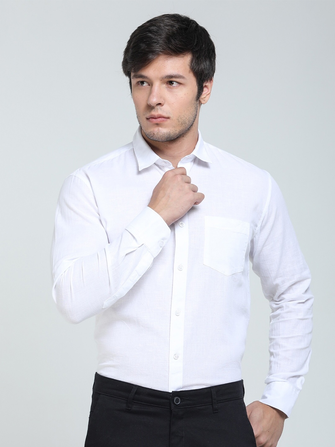 

TQS Spread Collar Cotton Formal Shirt, White