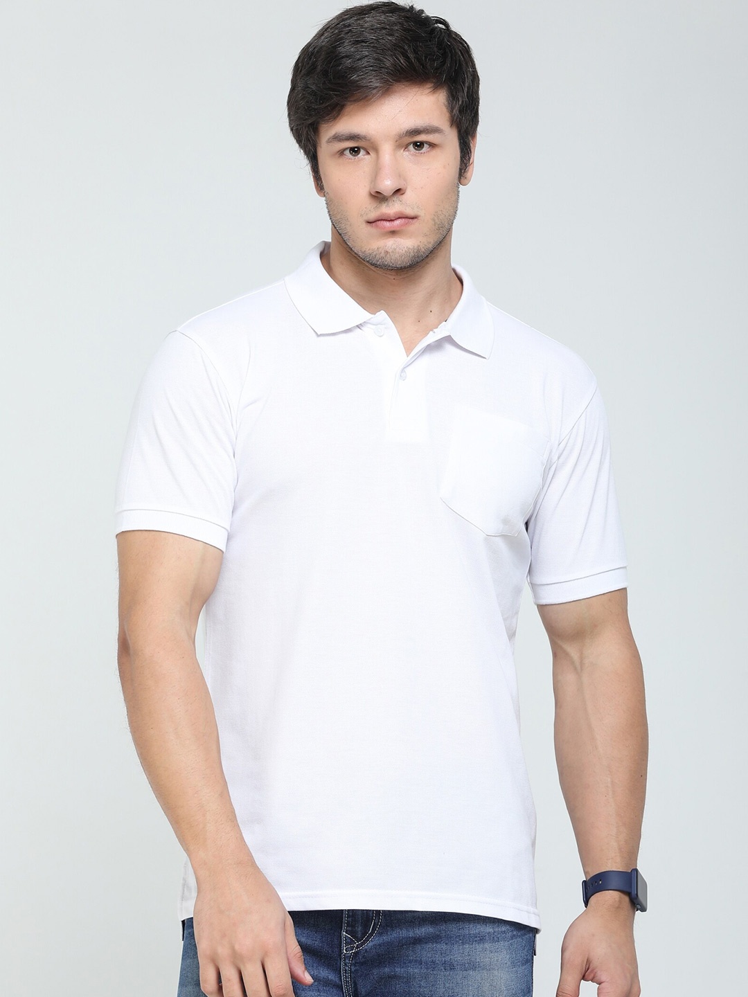 

TQS Polo Collar Pure Cotton T-shirt, White