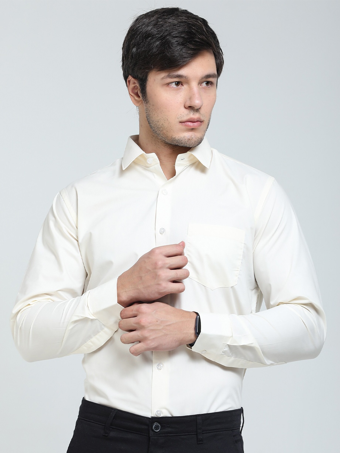 

TQS Spread Collar Cotton Formal Shirt, White