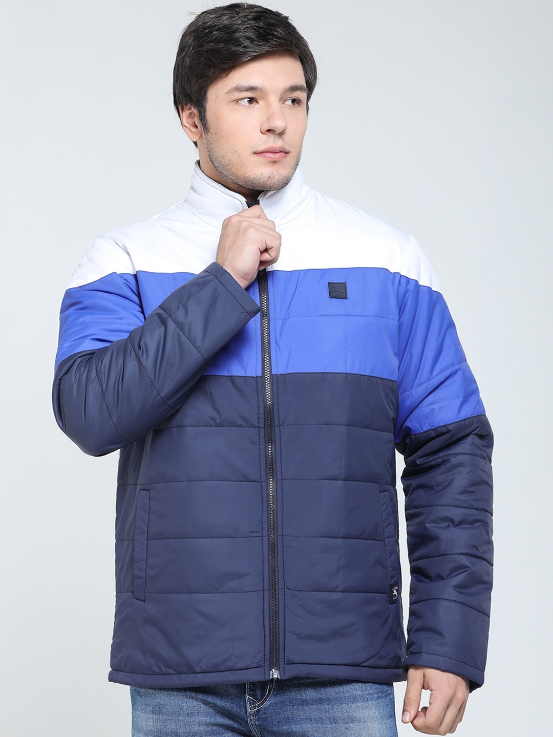 

TQS Colourblocked Mock Collar Windcheater Padded Jacket, Navy blue