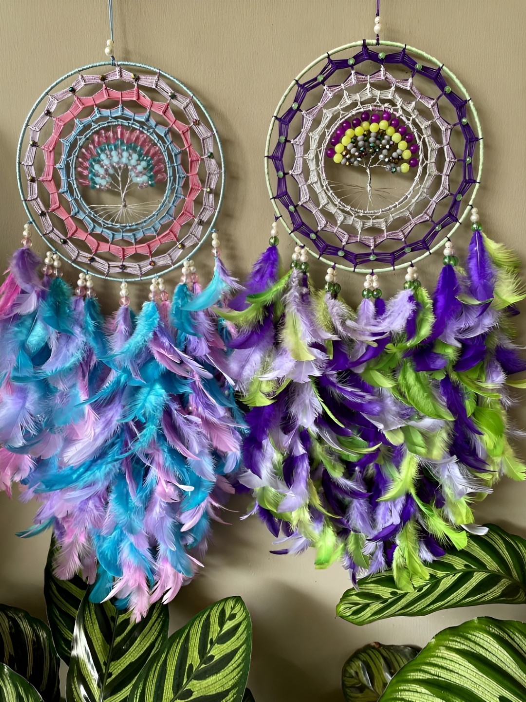 

UVID ART AND CRAFT SUPPLIES Lavender & Violet 2 Pieces Hanging Dream Catcher