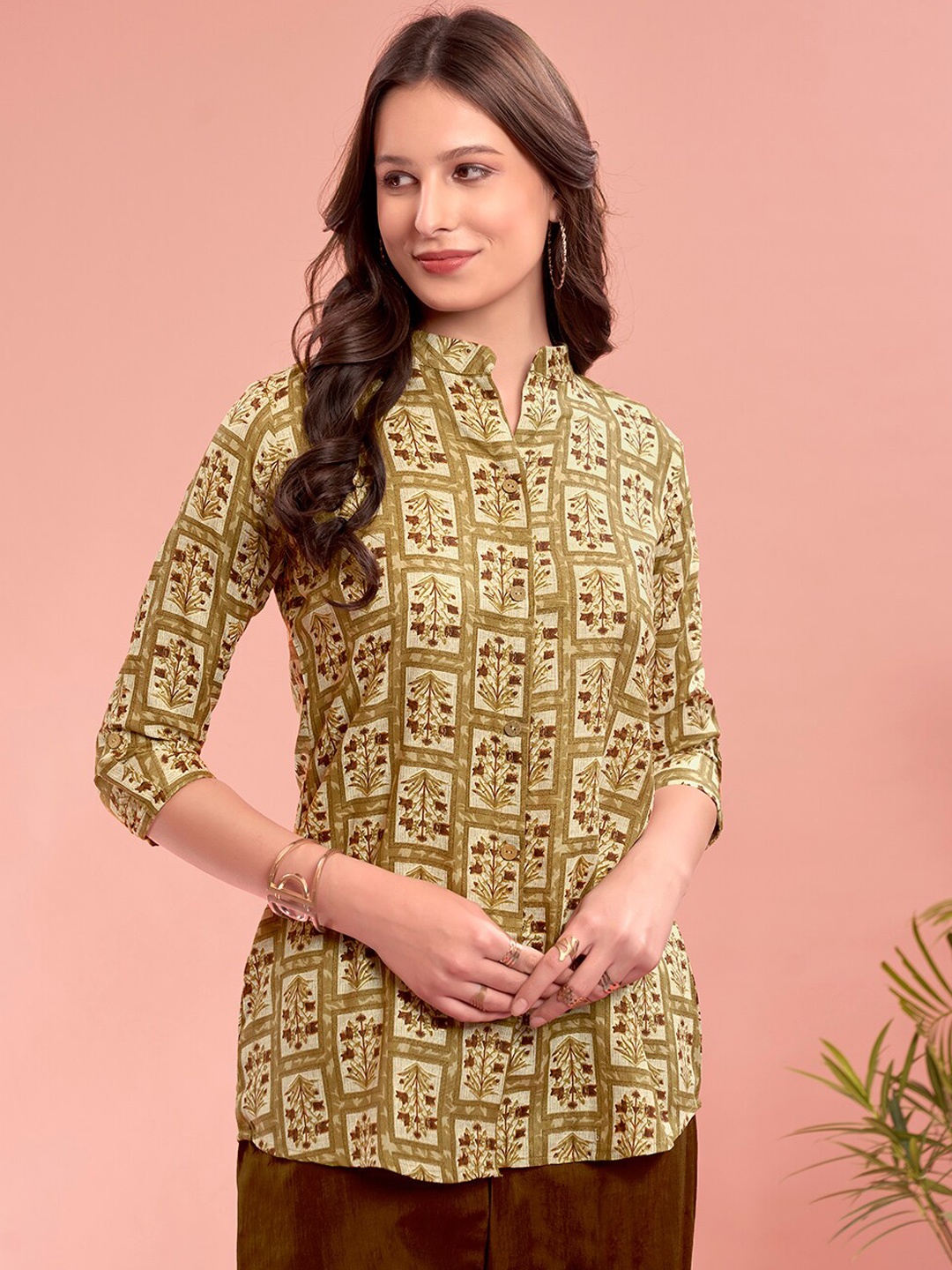 

Anouk Brown Floral Printed Shirt With Trouser