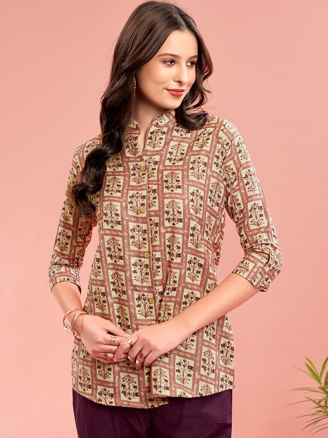 

Anouk Mauve Floral Printed Shirt With Trouser