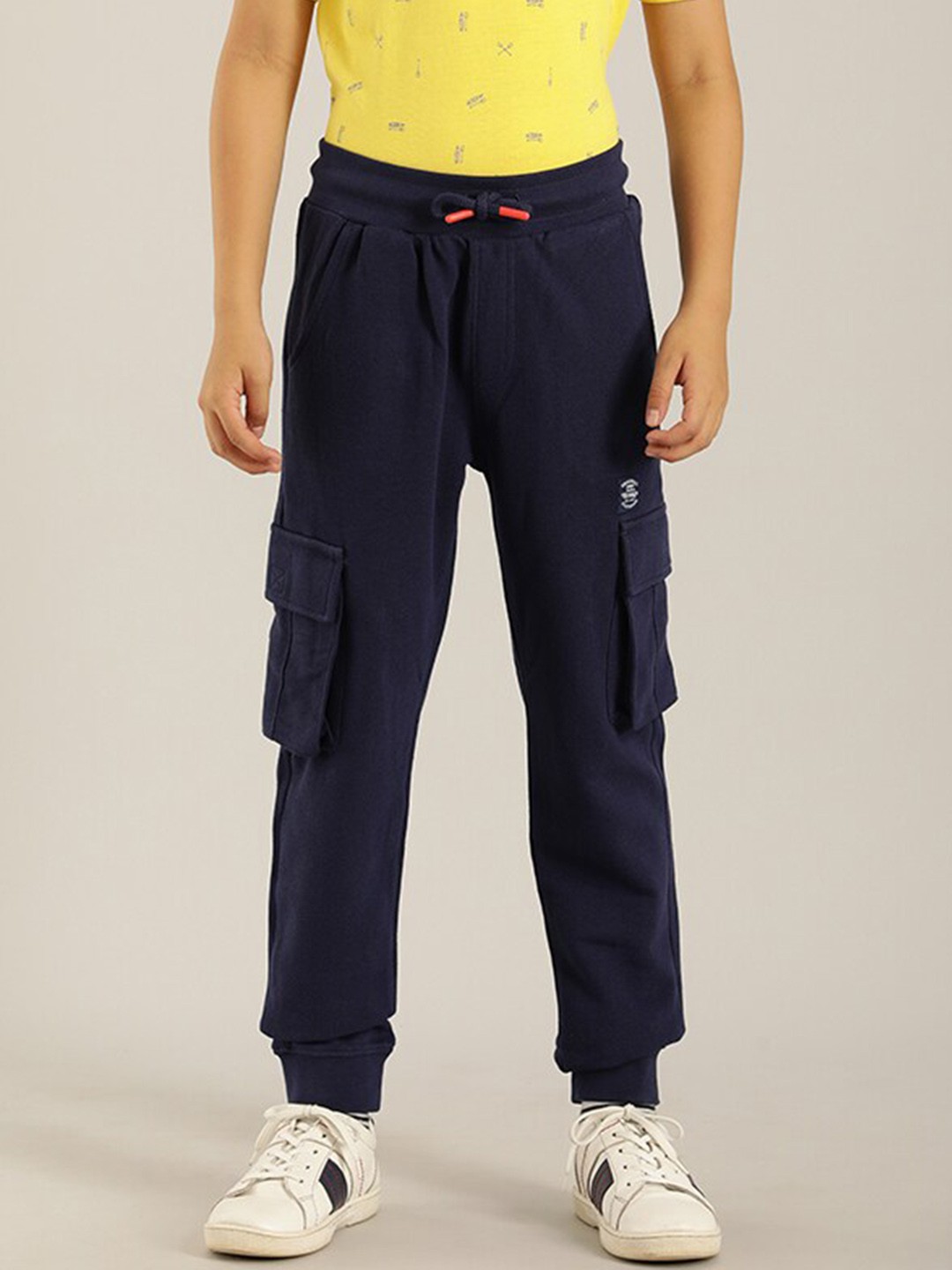 

Indian Terrain Boys Mid Rise Pure Cotton Joggers, Navy blue