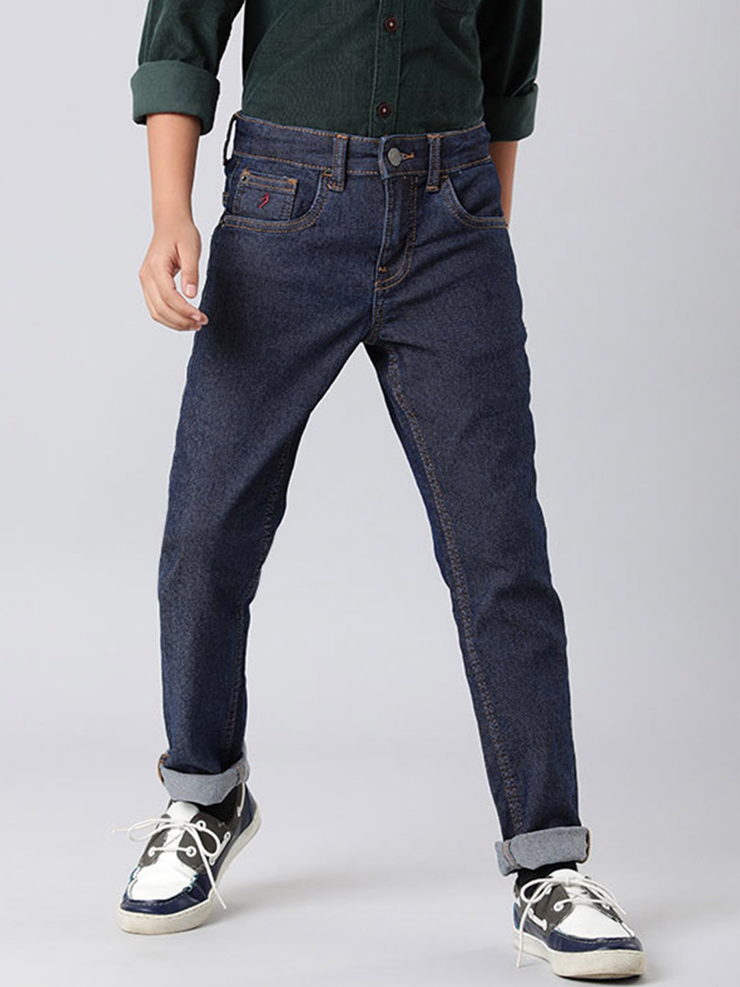 

Indian Terrain Boys Clean Look Cotton Jeans, Navy blue
