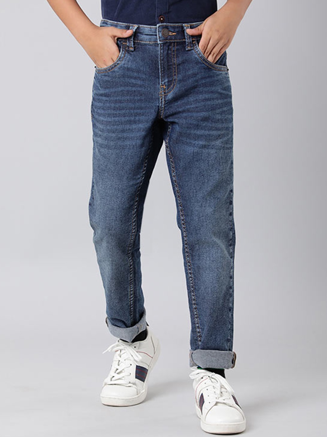 

Indian Terrain Boys Clean Look Cotton Jeans, Navy blue