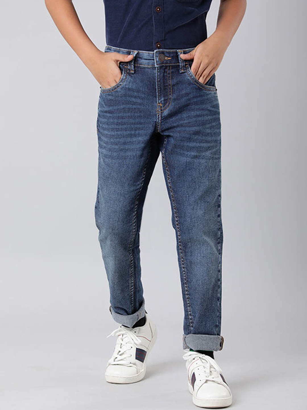 

Indian Terrain Boys Clean Look Cotton Jeans, Navy blue