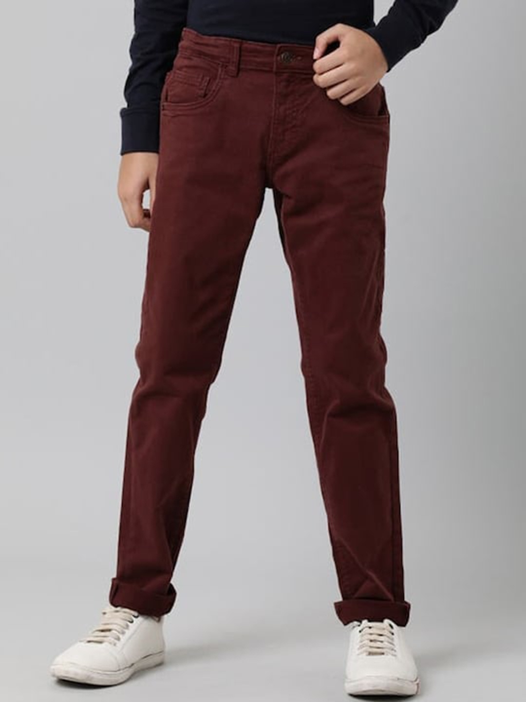

Indian Terrain Boys Clean Look Mid-Rise Jeans, Maroon