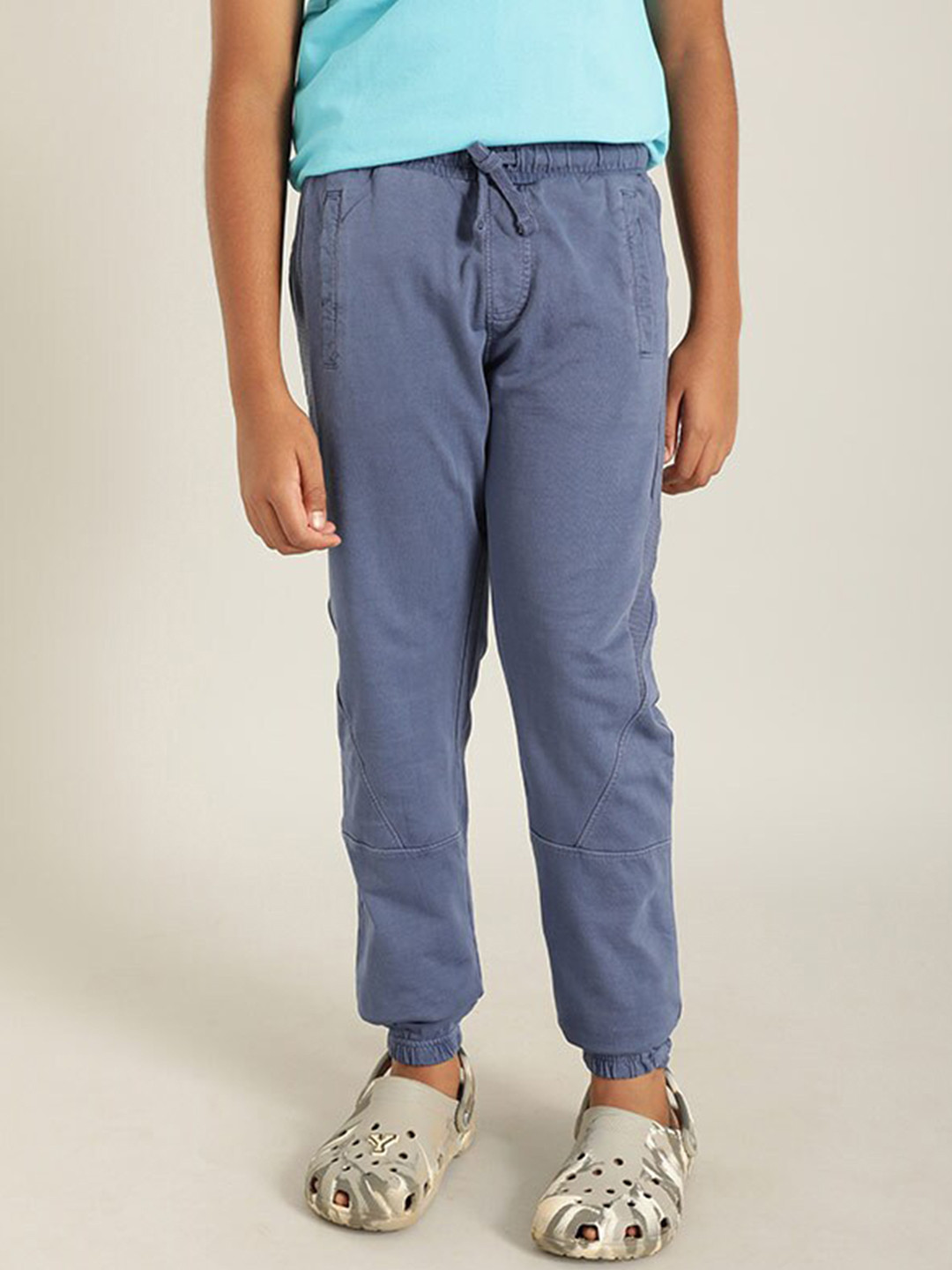 

Indian Terrain Boys Pure Cotton Mid Rise Joggers, Navy blue