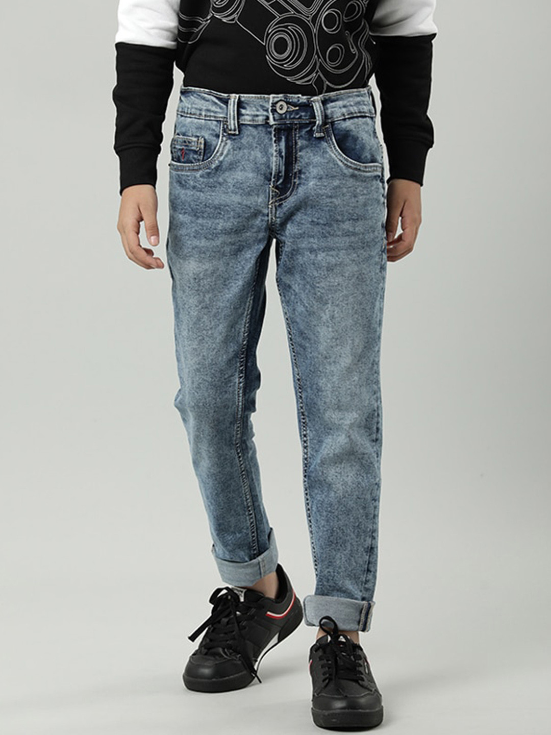 

Indian Terrain Boys Heavy Fade Clean Look Stretchable Jeans, Navy blue