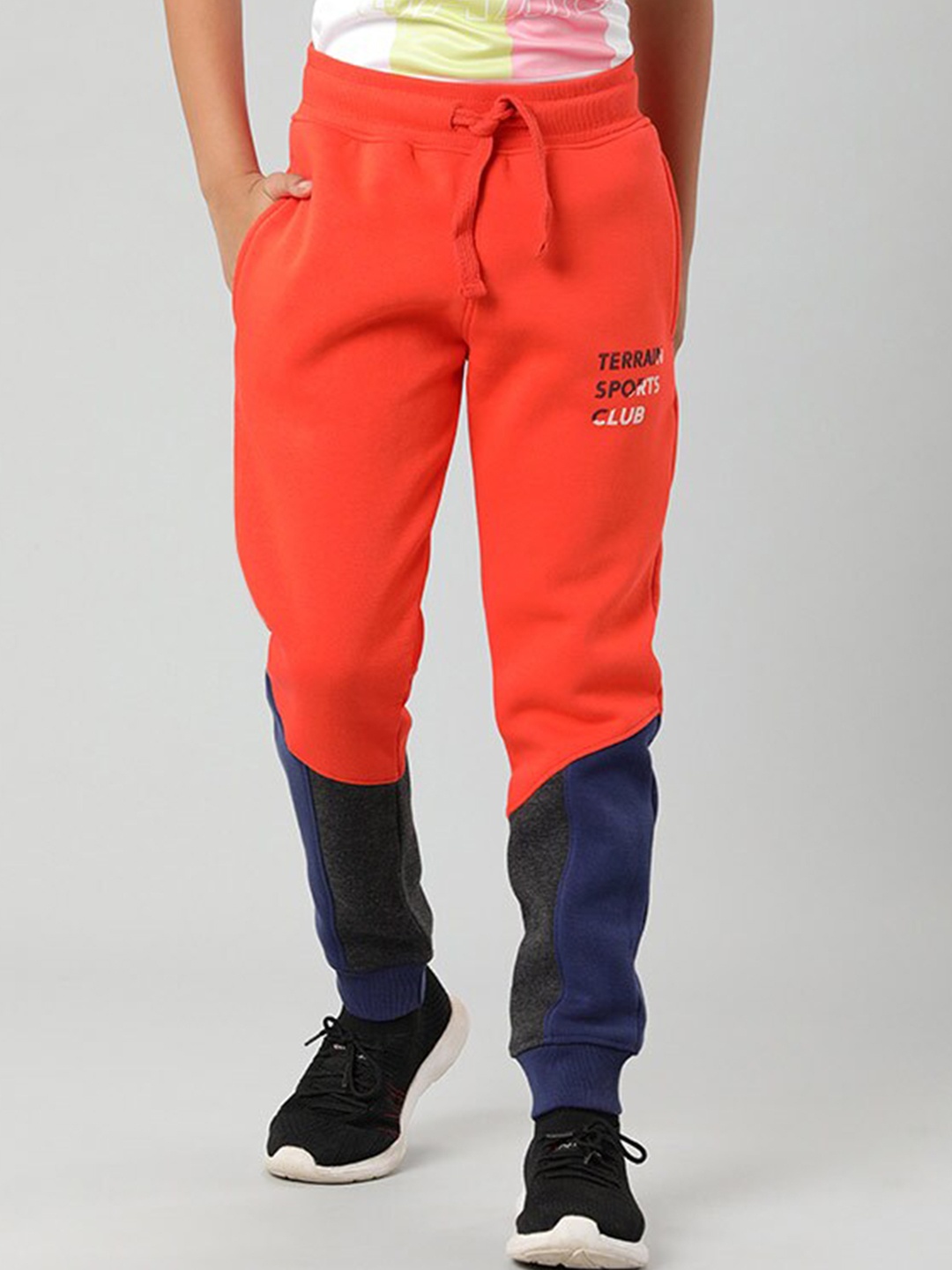 

Indian Terrain Boys Colourblocked Joggers, Orange
