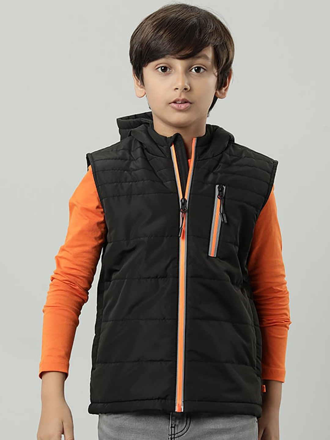 

Indian Terrain Boys Hooded Lightweight Padded Jacket, Black