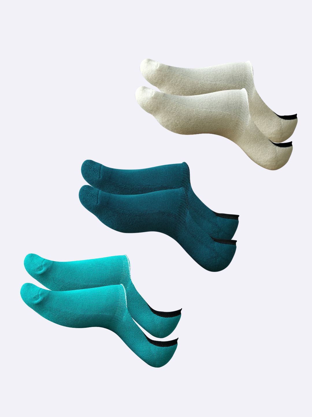 

AIR GARB Unisex Pack Of 3 Shoe-Liners Pure Cotton Breathable Socks, Teal