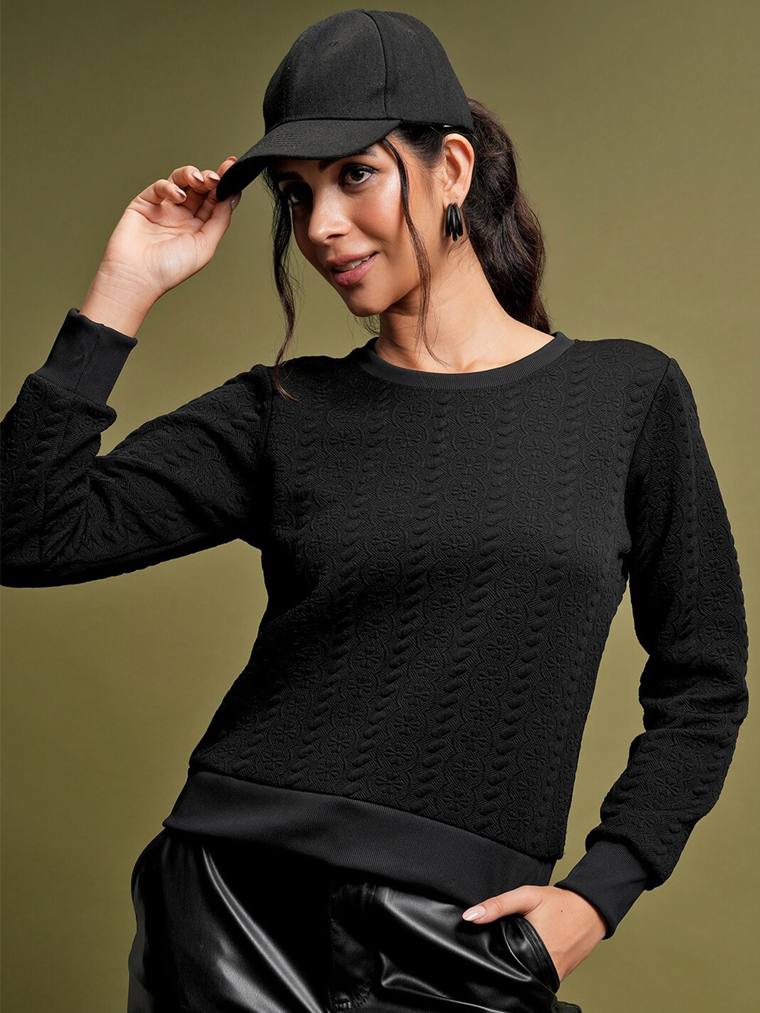 

Tokyo Talkies Self Designed Round Neck Pullover, Black