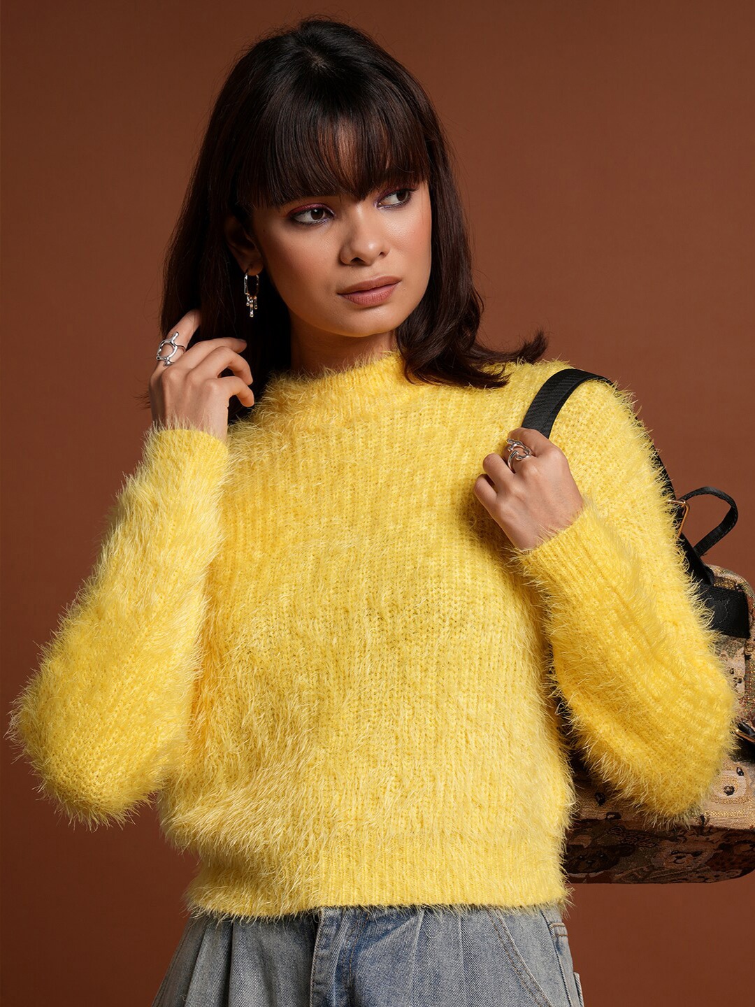 

Tokyo Talkies Boucle Crop Pullover Sweater, Yellow