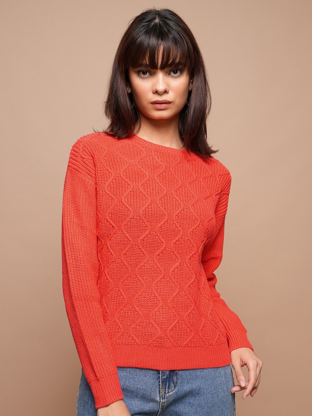 

Tokyo Talkies Cable Knit Pullover Sweater, Red