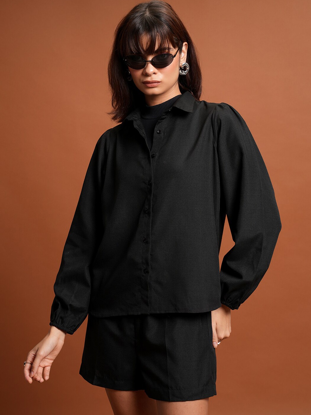 

Tokyo Talkies Caviar Shirt And Shorts Co-Ords, Black