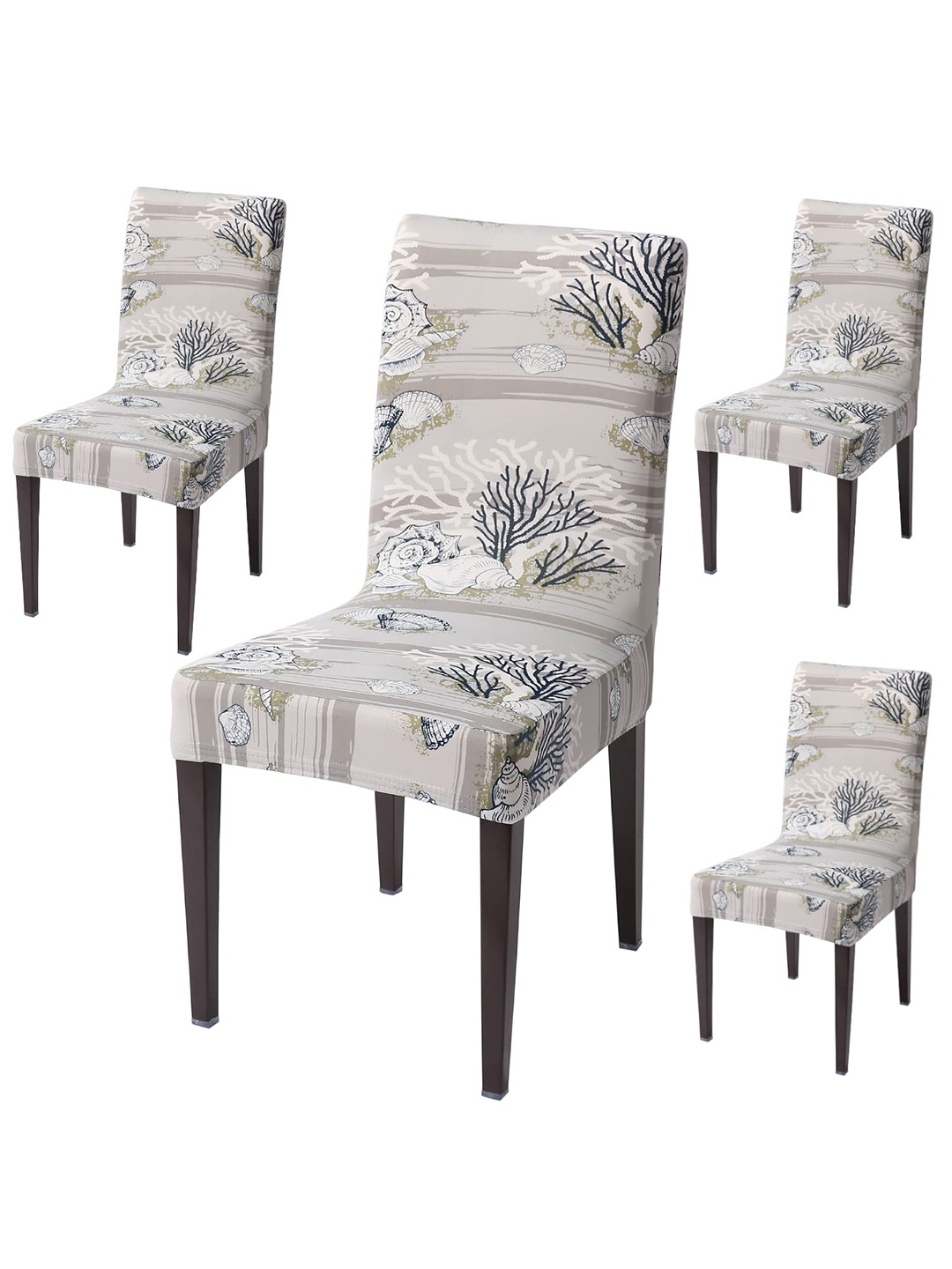 

HOKIPO Grey & White 4 Pieces Printed Stretchable Chair Covers