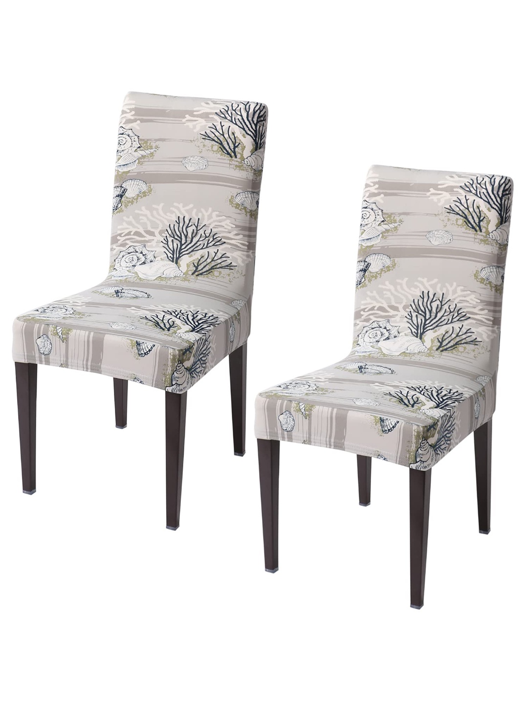 

HOKIPO Grey & White 2 Pieces Printed Stretchable Chair Covers