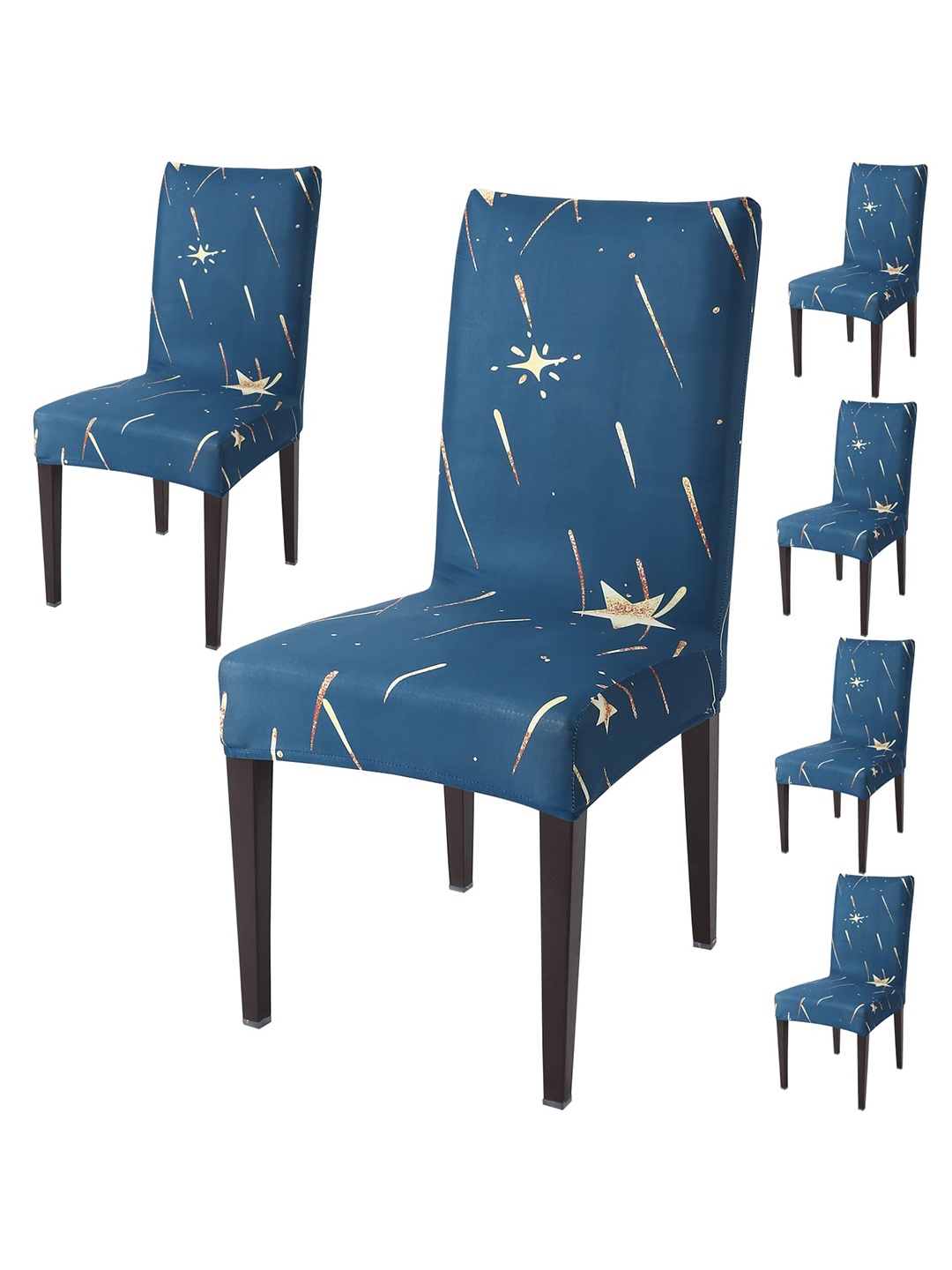 

HOKIPO Blue & White 6 Pieces Printed Stretchable Chair Covers