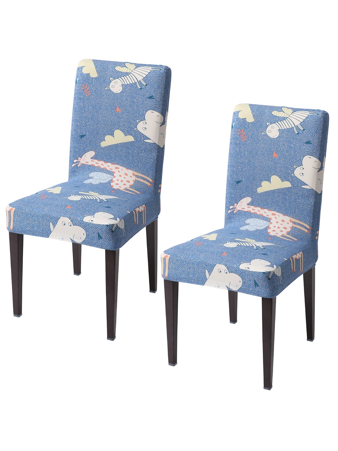 

HOKIPO Blue & White 2 Pieces Printed Stretchable Chair Covers