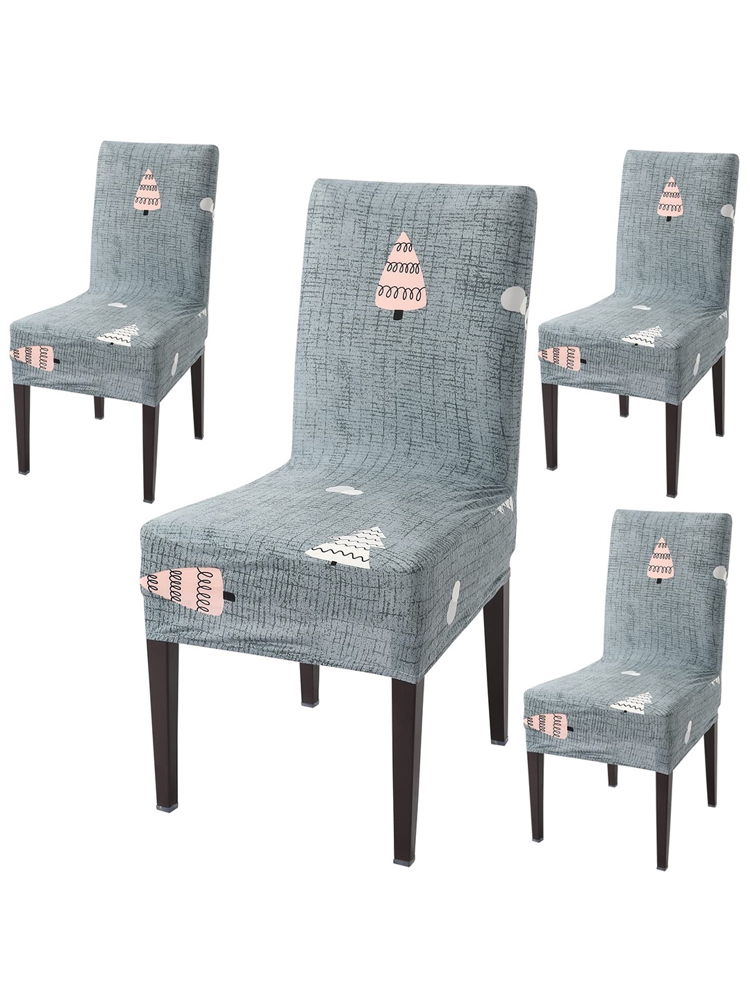 

HOKIPO Grey & White 4 Pieces Printed Stretchable Chair Covers