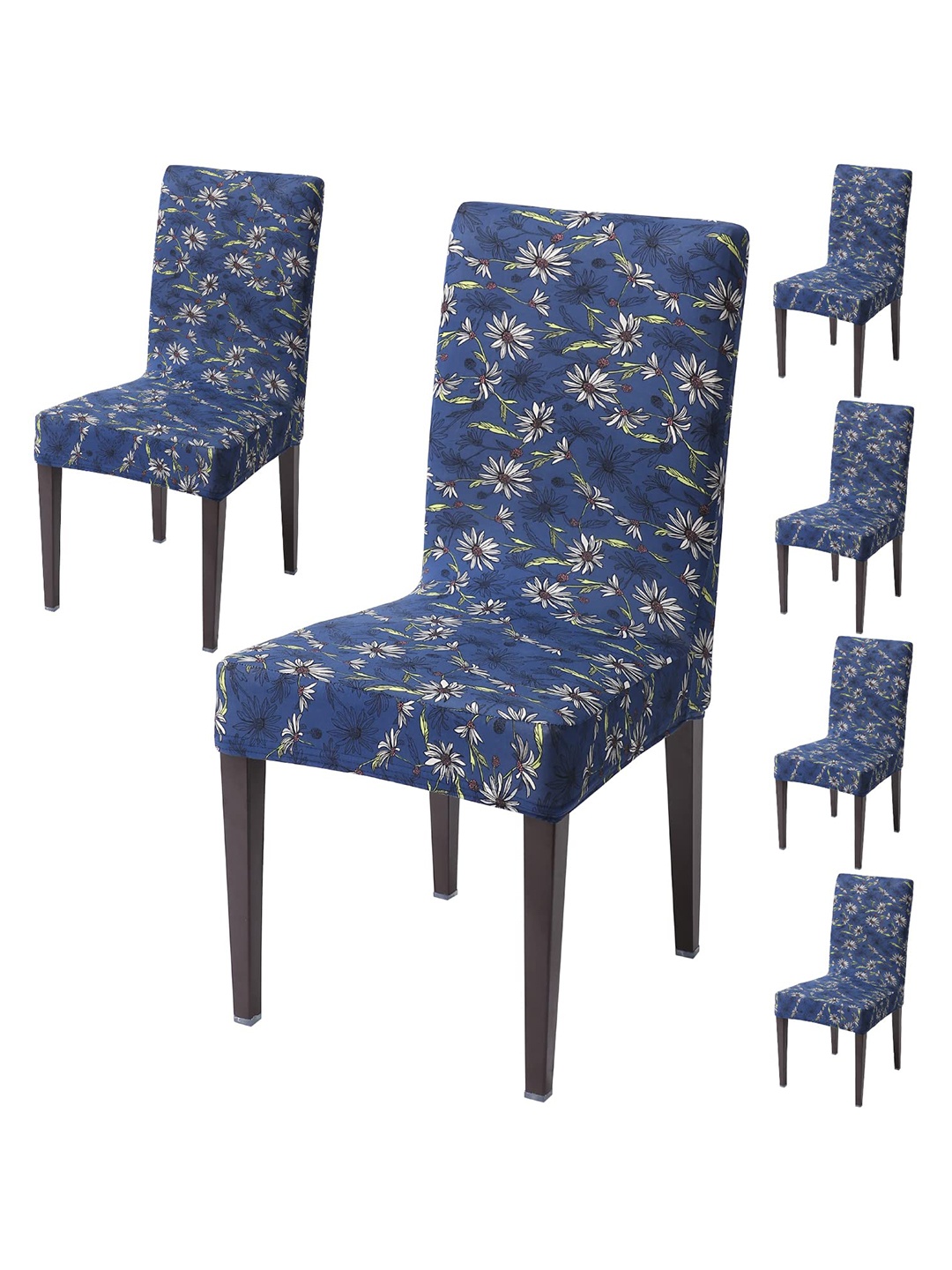 

HOKIPO Blue & White 6 Pieces Printed Stretchable Chair Covers