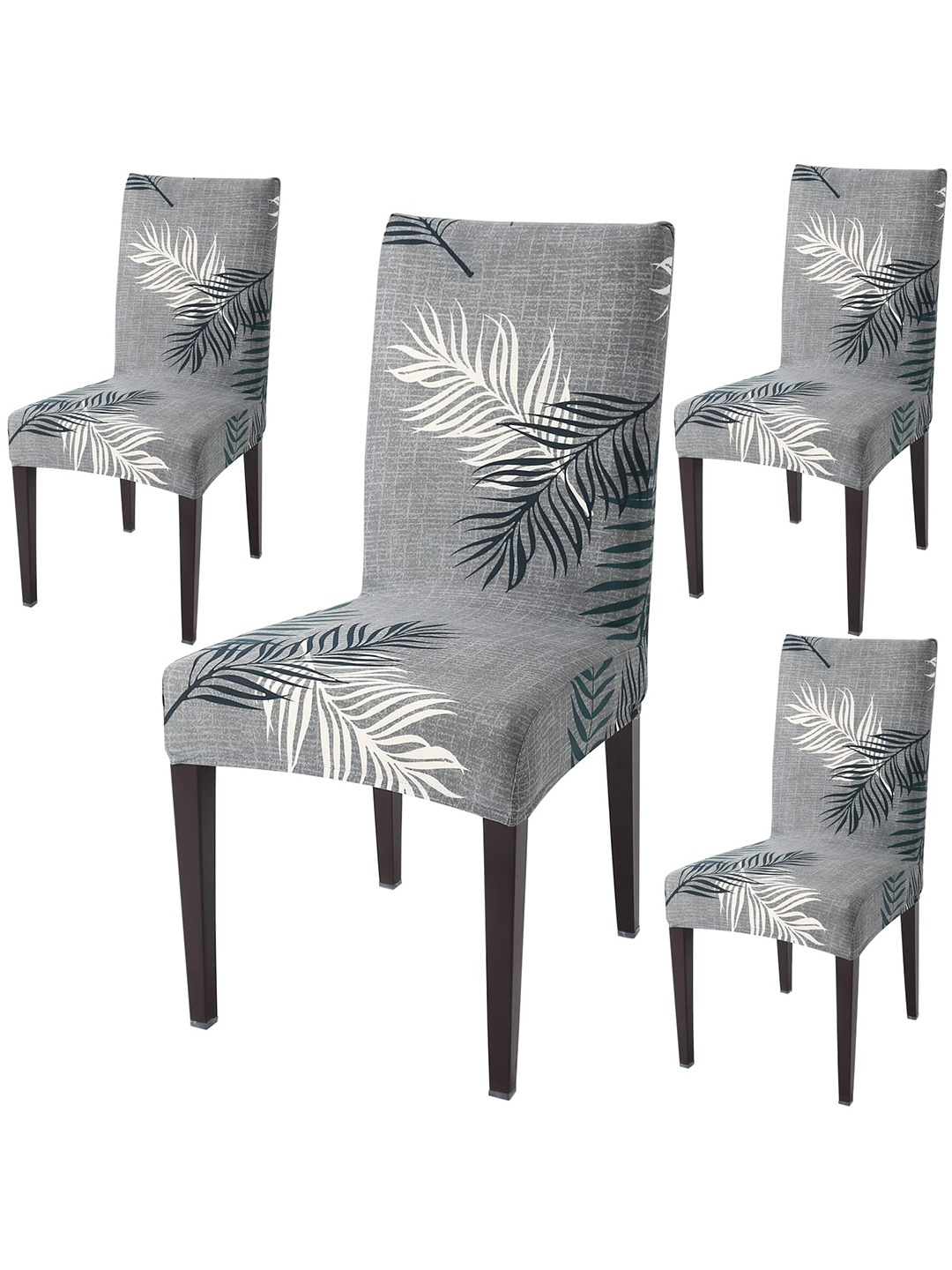 

HOKIPO Grey & White 4 Pieces Printed Stretchable Chair Covers