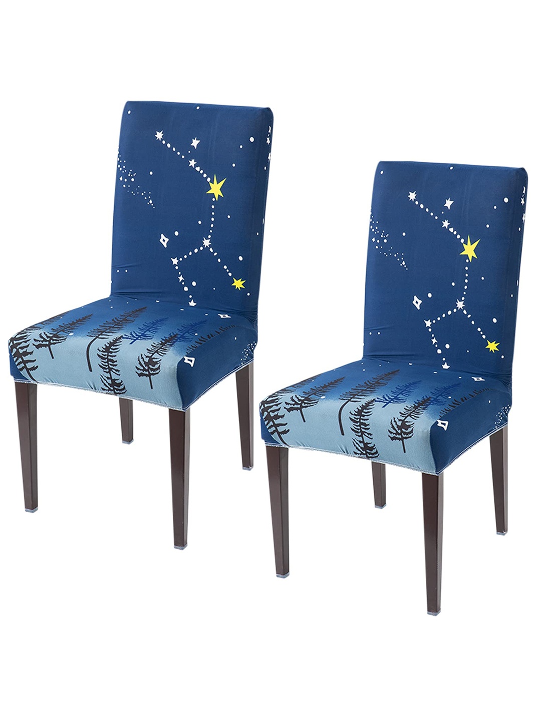 

HOKIPO Navy Blue & White 2 Pieces Printed Stretchable Chair Covers