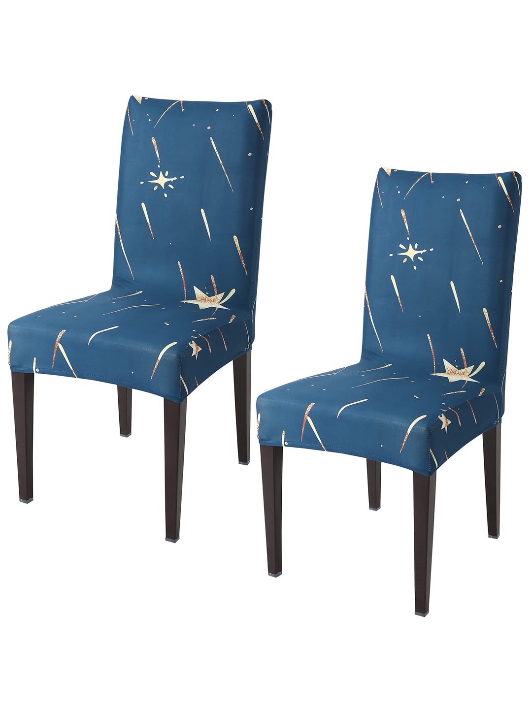 

HOKIPO Blue & Beige 2 Pieces Printed Stretchable Chair Covers
