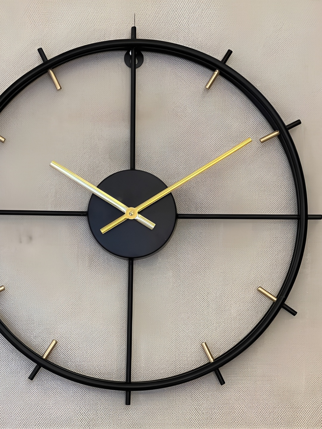 CK HOMEZ Black & Gold-Toned Contemporary Wall Clock