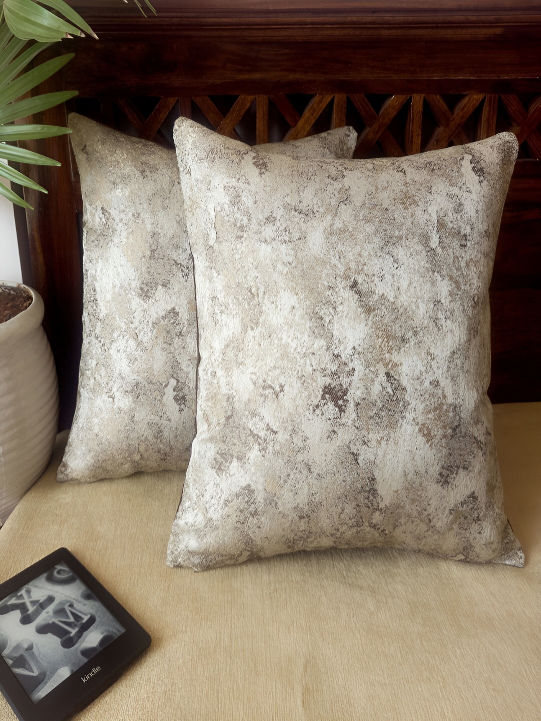 

Frills and More Entwined Beige & Brown Abstract Print Square Cushion Covers