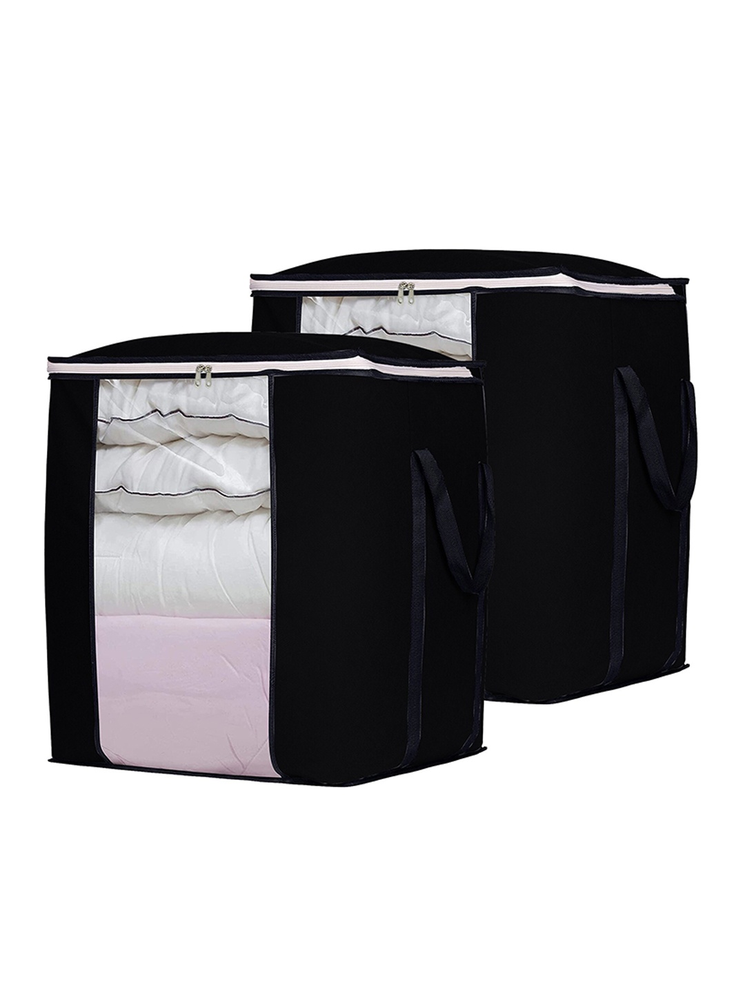 

DOUBLE R BAGS Black 2 Pieces Non Woven Square Foldable Clothes Storage Bag Organisers
